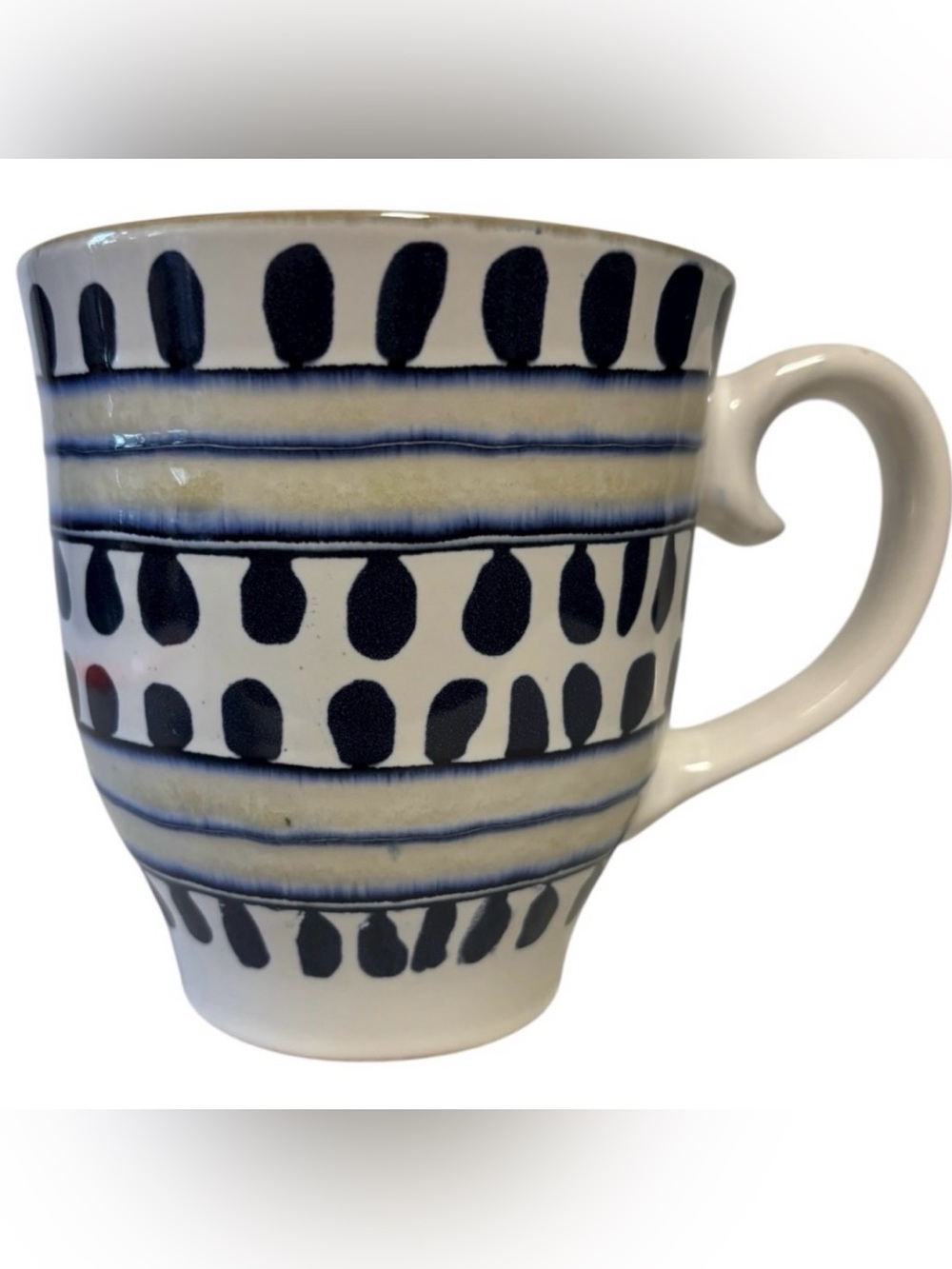 Spectrum Designz Boho Lg Coffee Mug blue white black EUC